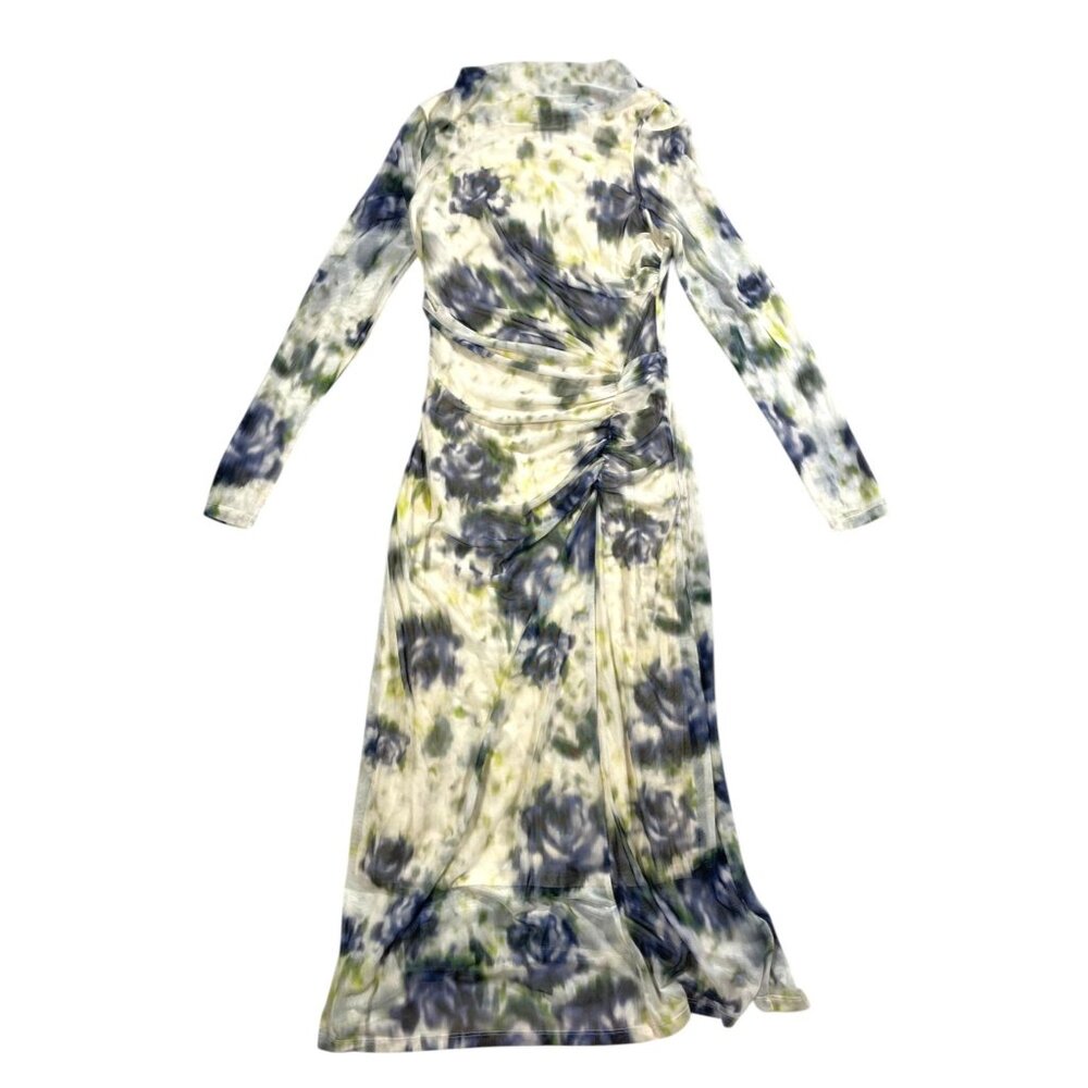 NWT Anthropologie Sarah Hann Iris Mesh Dress Tie Yellow Blue White Tie Dye SZ S - Picture 2 of 11